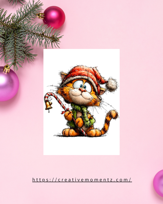 Weihnachtstasse mit süßer Katze | Lustige Katzen Tasse mit Mütze & Zuckerstange | Geschenk für Katzenliebhaber | Xmas Mug | Niedliche Winter Tasse