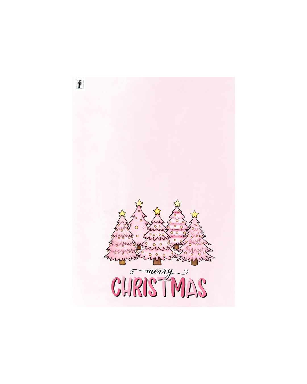 Rosa Weihnachtskarte mit Tannenbäumen – Moderne Weihnachtskarte zum Sofort-Download