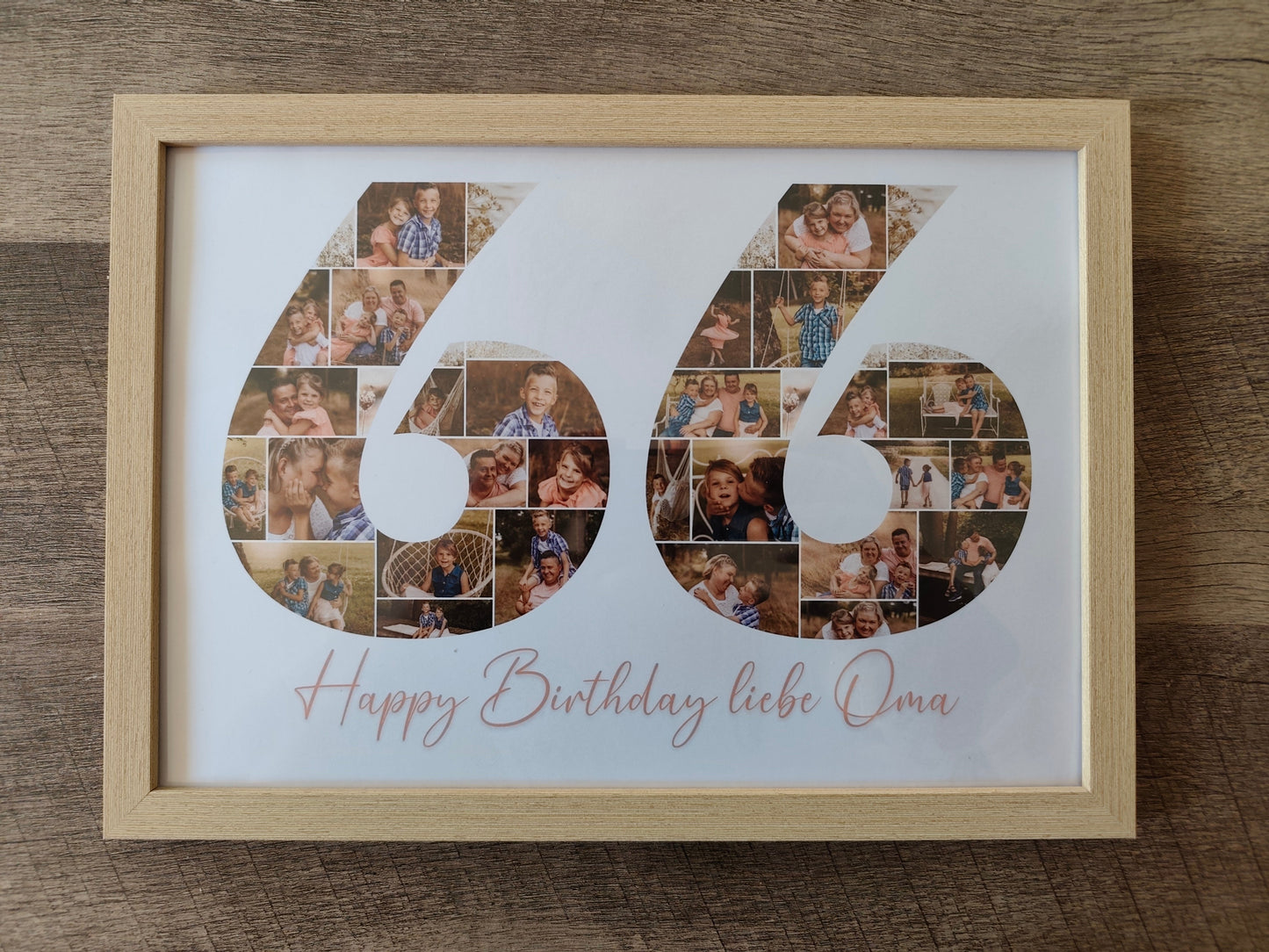 Zahlencollage mit Rahmen A4 – Personalisierte Fotocollage Zahl – Geschenk zum Geburtstag, Jubiläum, Hochzeit – Bildercollage mit Namen