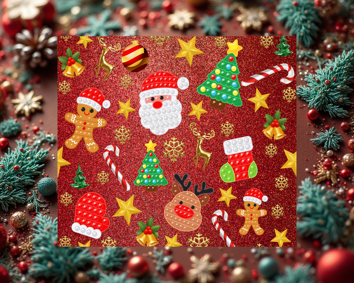 🎄✨ Pop-It Christmas Tumbler in Rot – Glitzer, Freude & Festtagsstimmung pur! 🎅