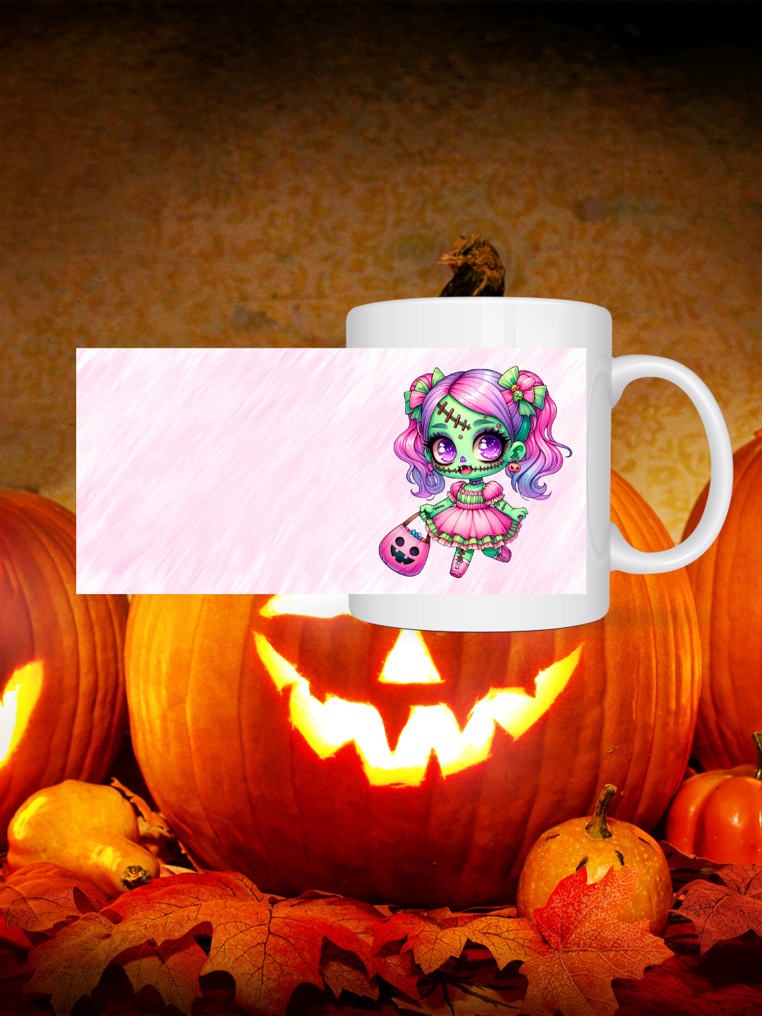 Süßes Frankenstein-Mädchen Tasse – Kawaii Halloween & Herbst Design, Geschenkidee für Monsterfans, Spülmaschinenfest Mikrowellengeeignet