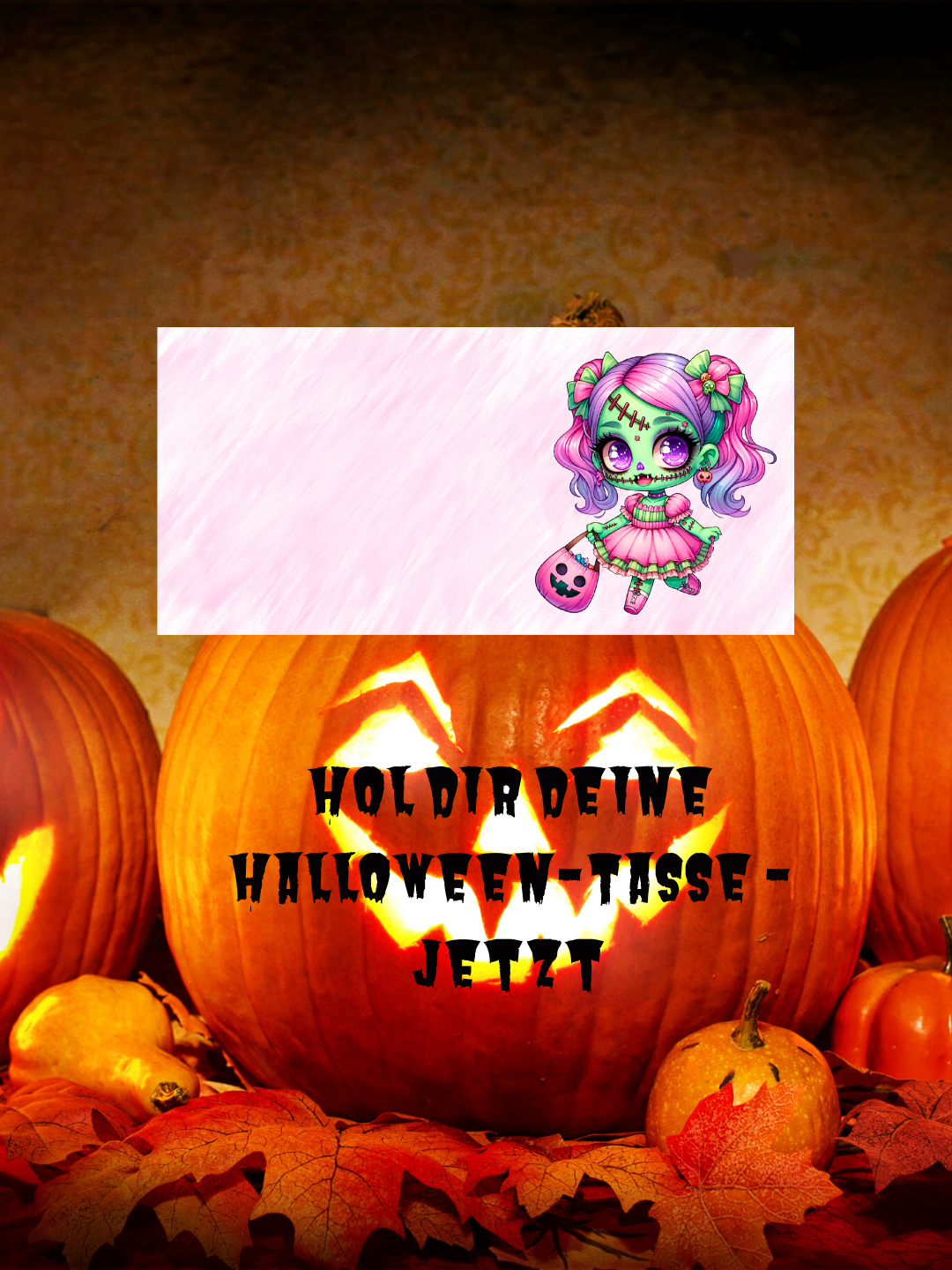 Süßes Frankenstein-Mädchen Tasse – Kawaii Halloween & Herbst Design, Geschenkidee für Monsterfans, Spülmaschinenfest Mikrowellengeeignet