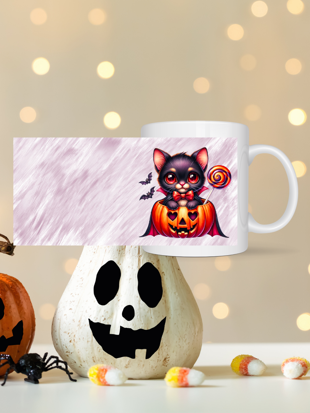 Halloween Tasse mit Katze im Kürbis – Süßes Kawaii Design, Geschenkidee Herbst & Halloween, Spülmaschinenfest Mikrowellengeeignet
