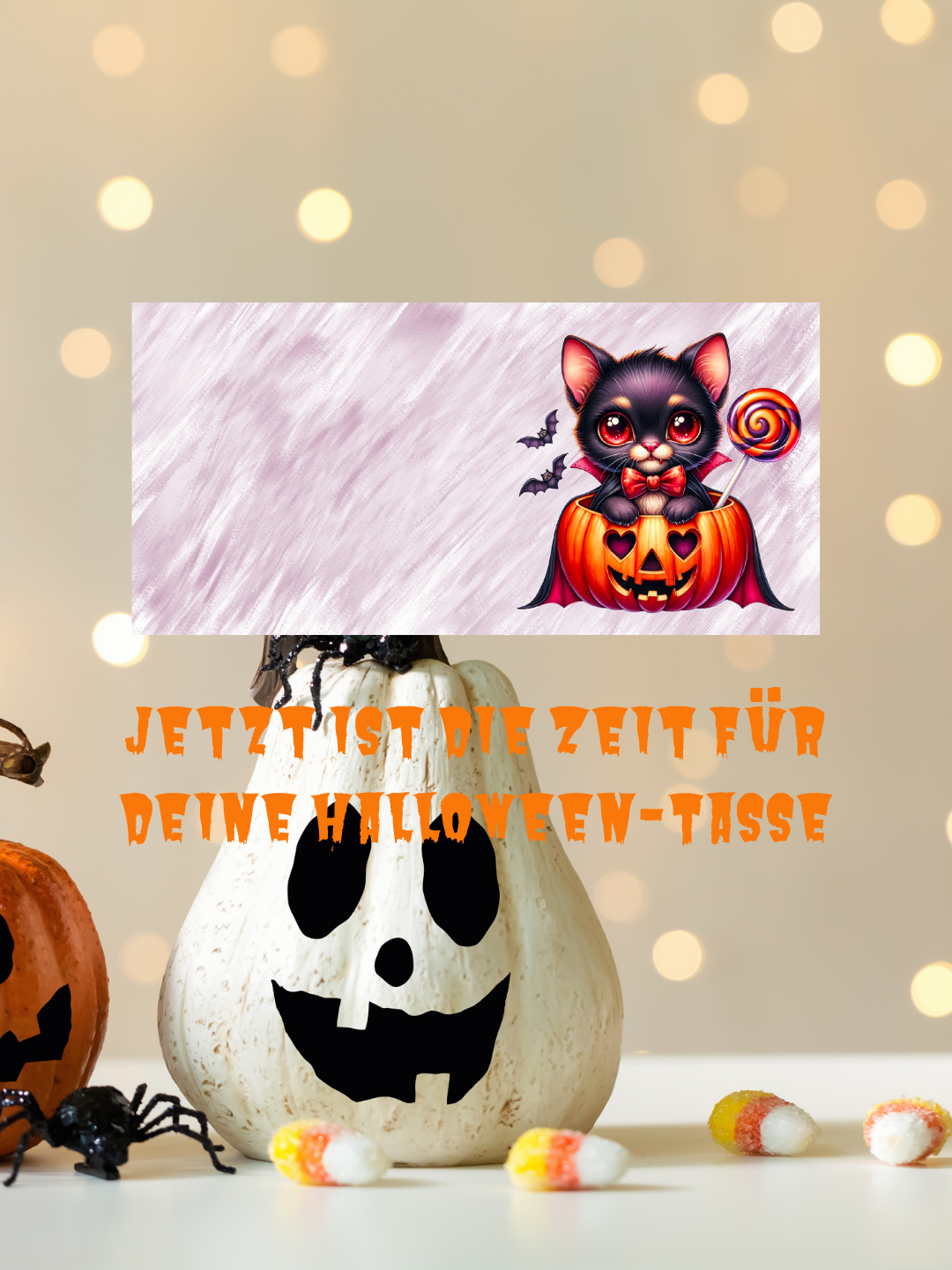 Halloween Tasse mit Katze im Kürbis – Süßes Kawaii Design, Geschenkidee Herbst & Halloween, Spülmaschinenfest Mikrowellengeeignet