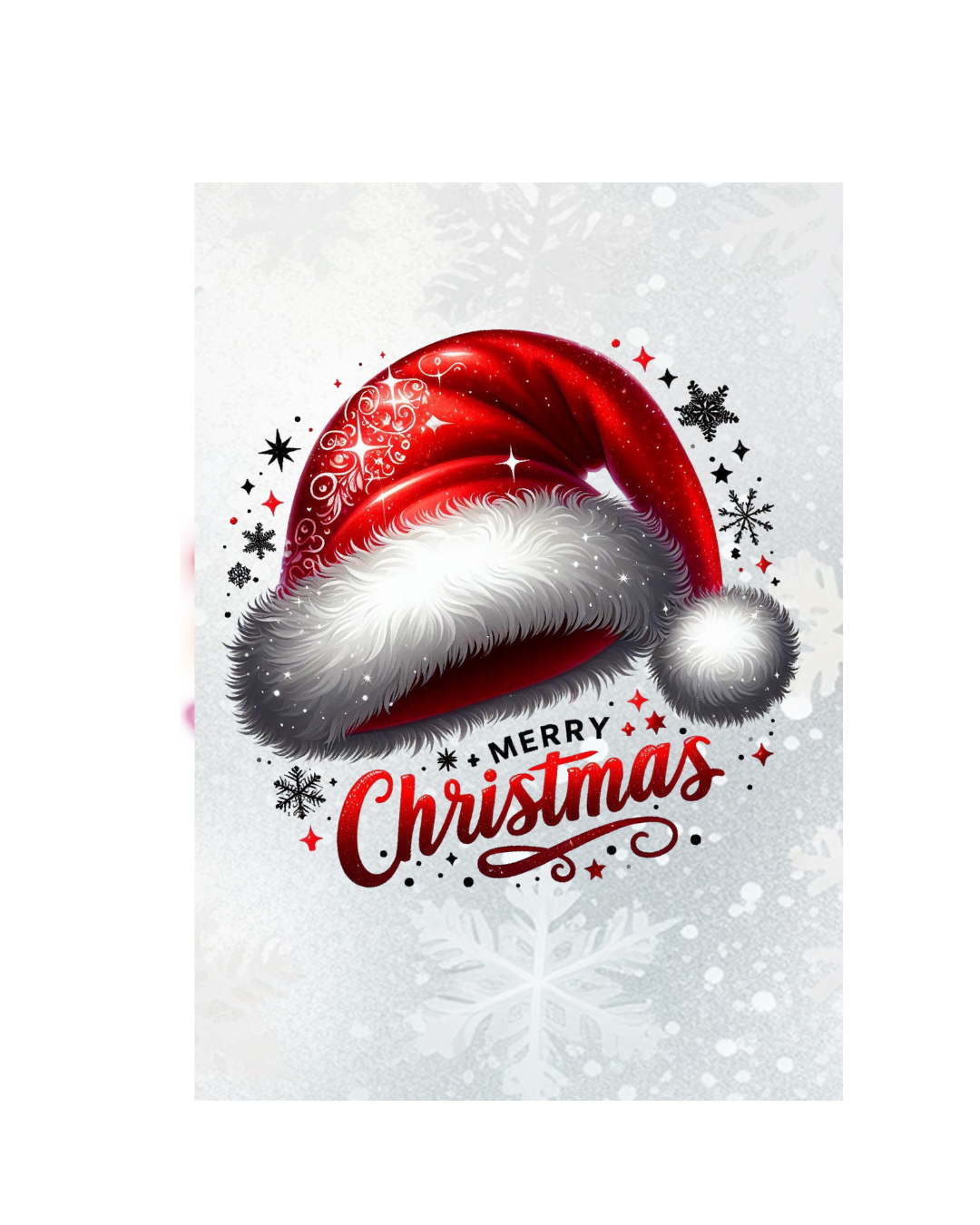 Weihnachtskarte mit roter Nikolausmütze – Klassische Weihnachtskarte zum Sofort-Download