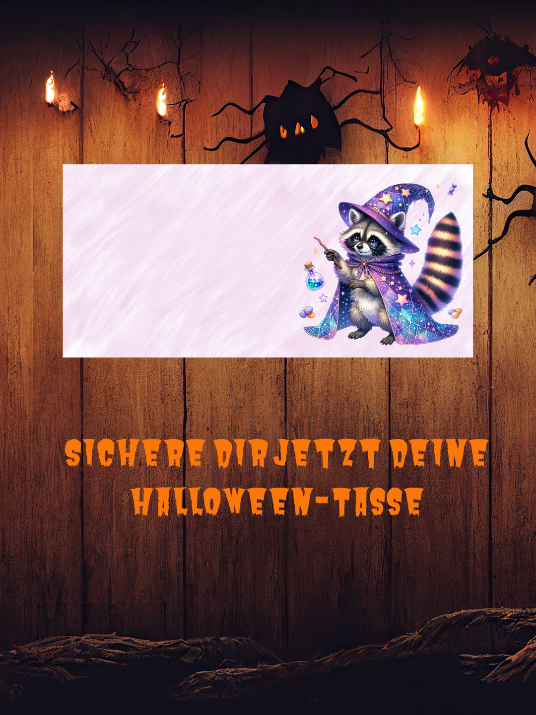 Waschbär-Zauberer Tasse – Süßes Kawaii Halloween & Herbst Design, Geschenkidee für Tier- Fantasy-Fans, Spülmaschinenfest