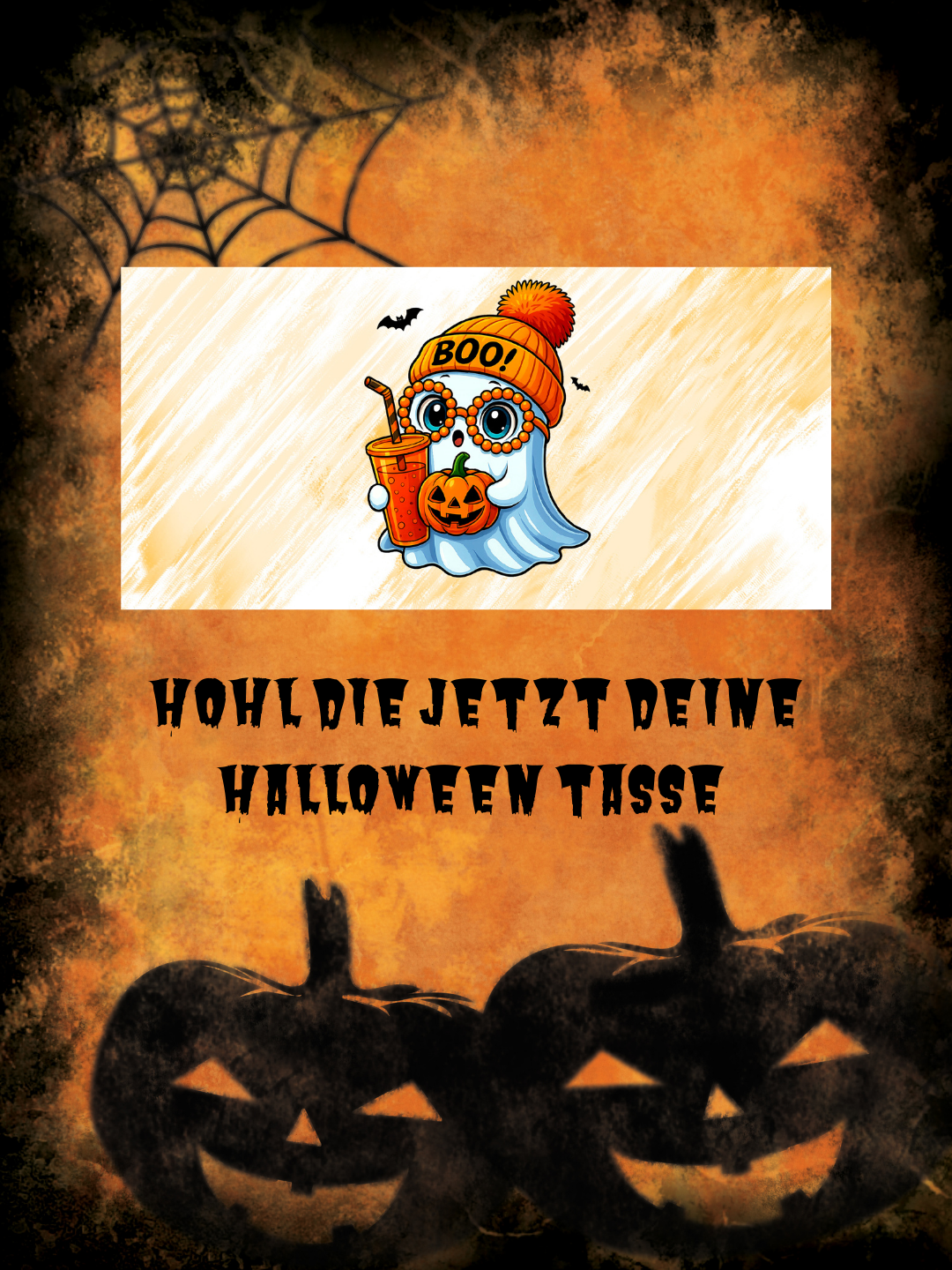 Halloween Tasse mit süßem Geist Geschenkidee Herbst, Kaffee- Teetasse, Spülmaschinenfest, Gruselig & Niedlich