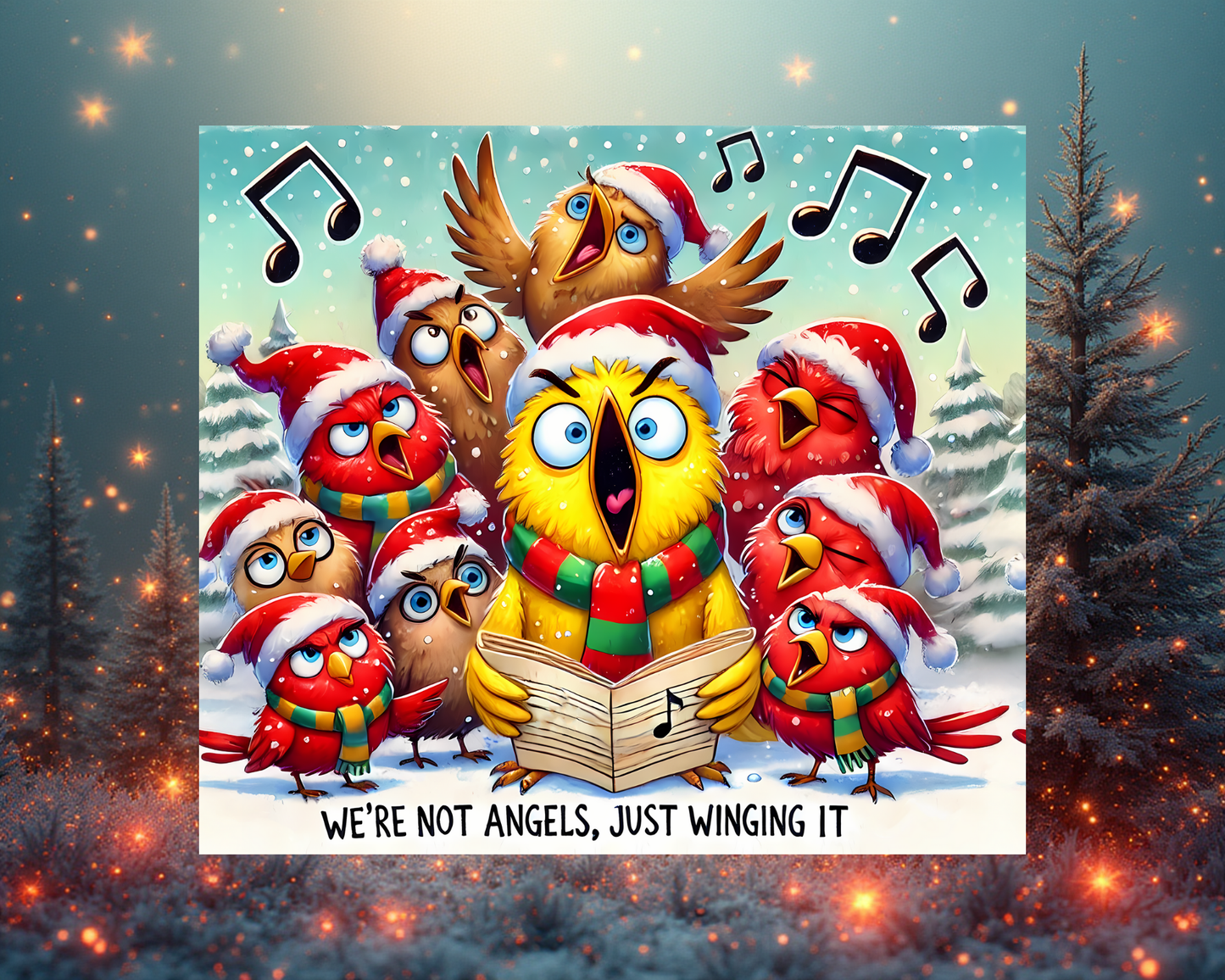 ๐ถ โWeโre Not Angels, Just Winginโ Itโ โ Lustiger Christmas Tumbler von Creative Momentz ๐ฆ๐