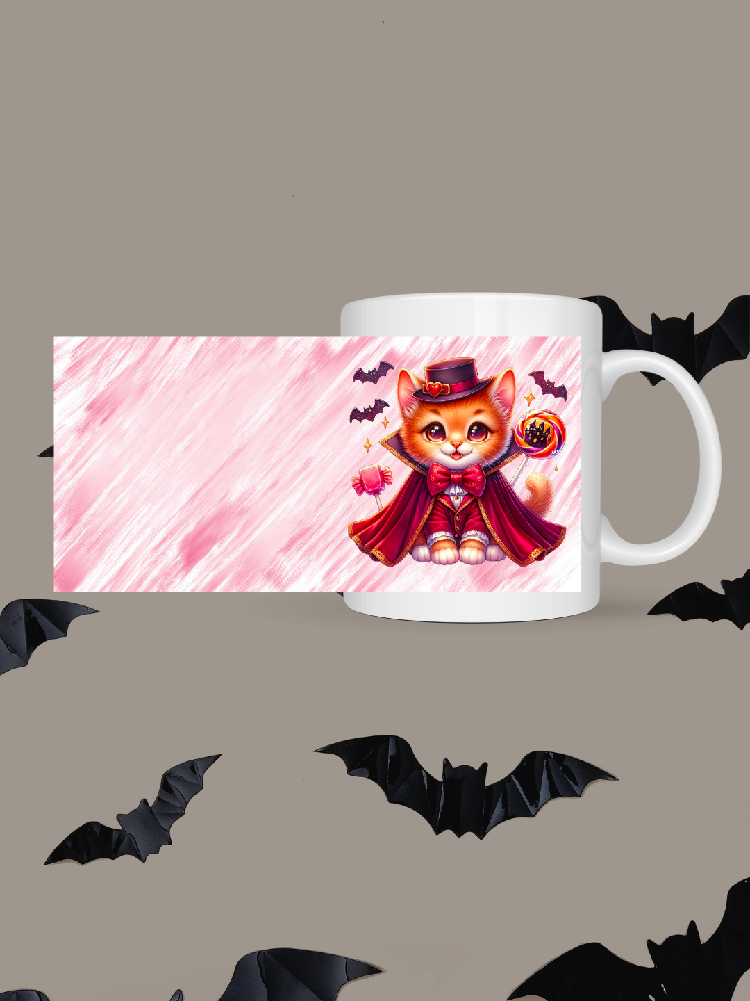 Süße Katze mit Hexenhut und Umhang Tasse – Kawaii Halloween & Herbst Design, Geschenkidee für Katzen- Hexenfans, Spülmaschinenfest