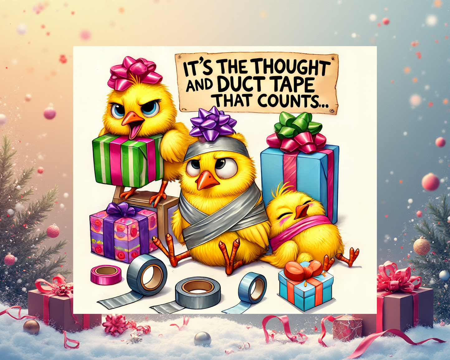 ๐ฅ โItโs the Thought and Duct Tape that Countsโ โ Lustiger Christmas Tumbler von Creative Momentz ๐
