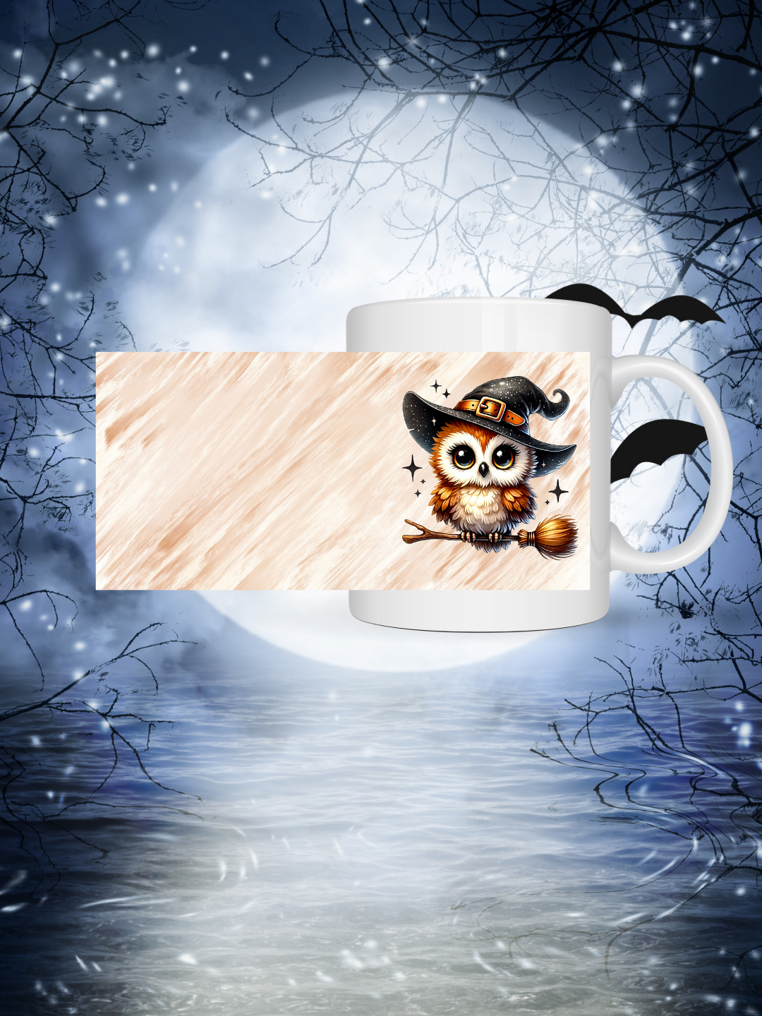 Süße Eule mit Hexenhut auf Besen Tasse – Kawaii Halloween Herbst Design, Geschenkidee für Tier- & Hexenfans, Spülmaschinenfest