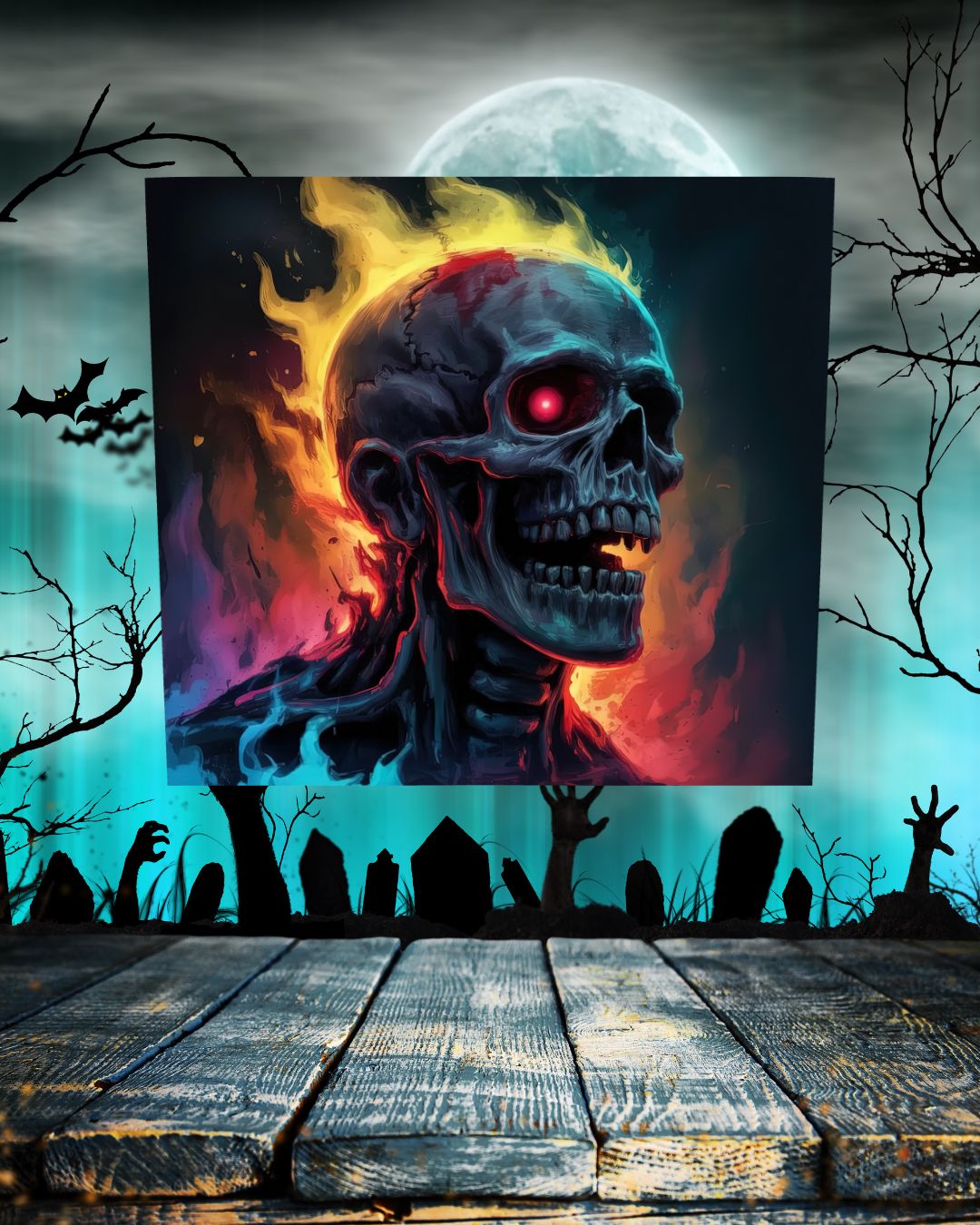 Halloween Tumbler mit Schädel und roten Augen – Stylisches Design & langlebige Funktionalität