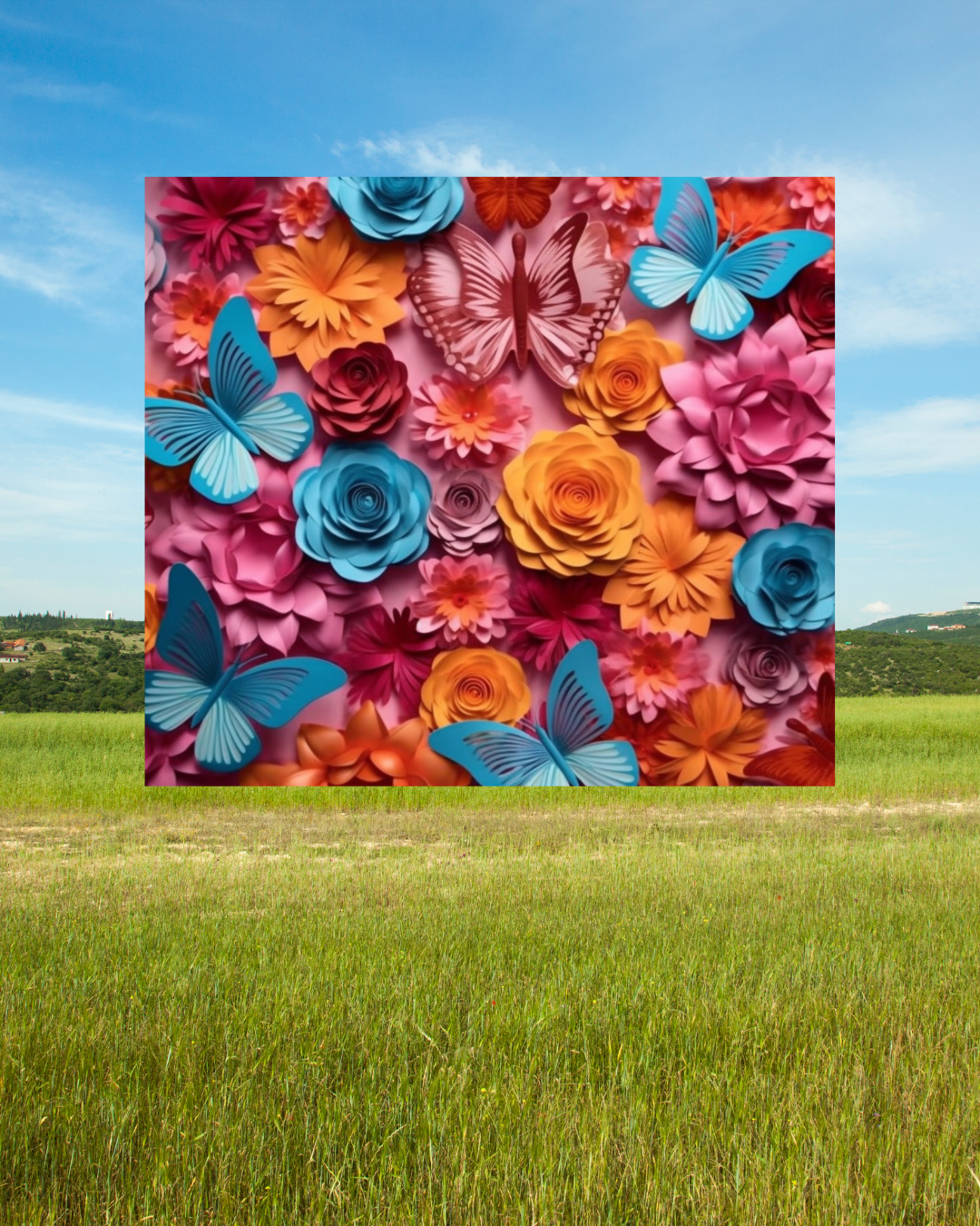 Blumen Tumbler mit bunten Rosen und Schmetterlingen – Stilvoll und funktional