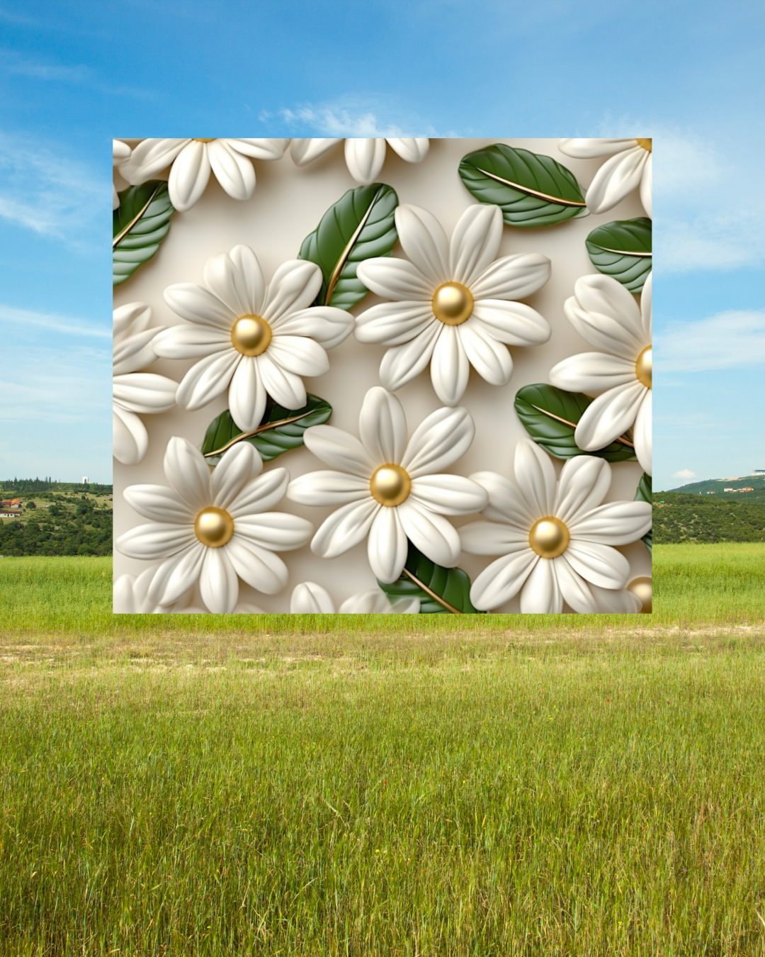 Eleganter Blumen Tumbler mit weißem Blumendesign – Stilvolles Accessoire für jeden Tag