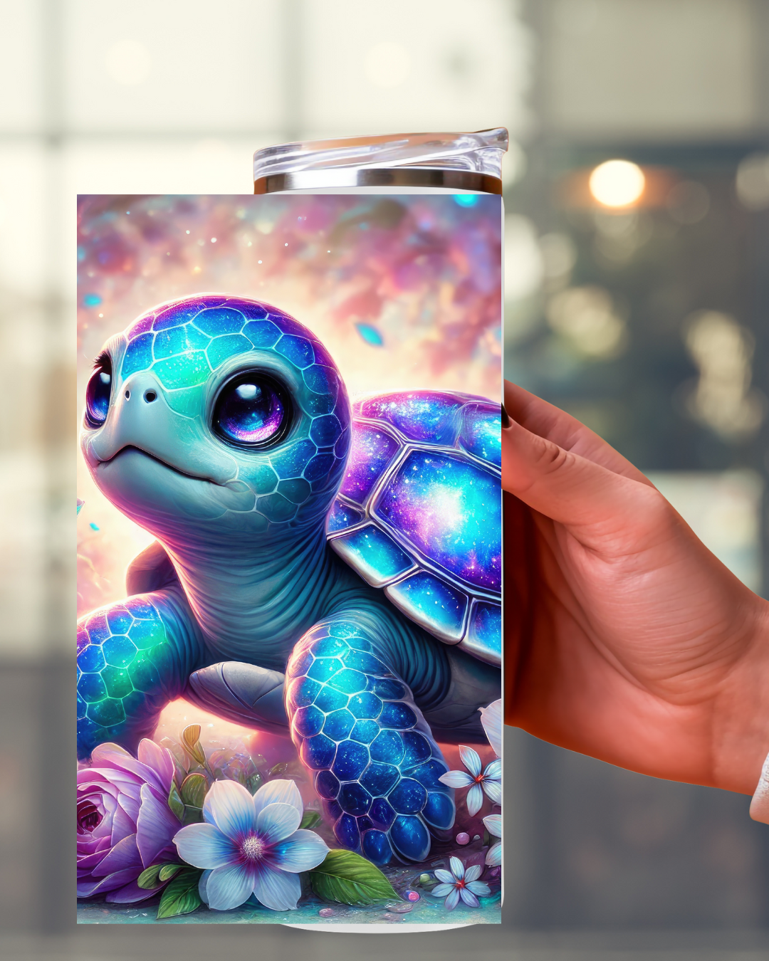 Beach Tumbler „Schildkröte lila touch“ – Stilvoller Begleiter für Strand und Alltag