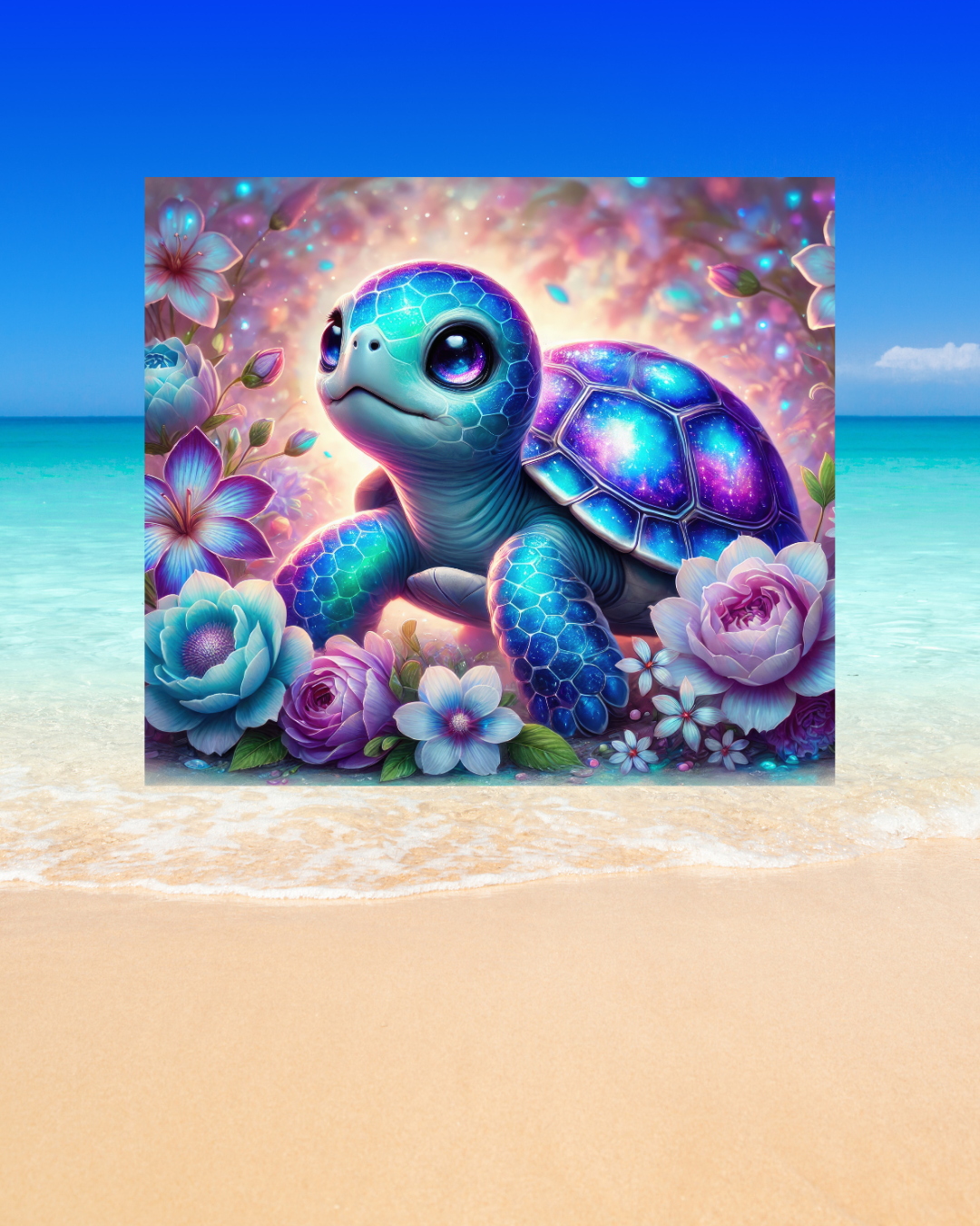 Beach Tumbler „Schildkröte lila touch“ – Stilvoller Begleiter für Strand und Alltag