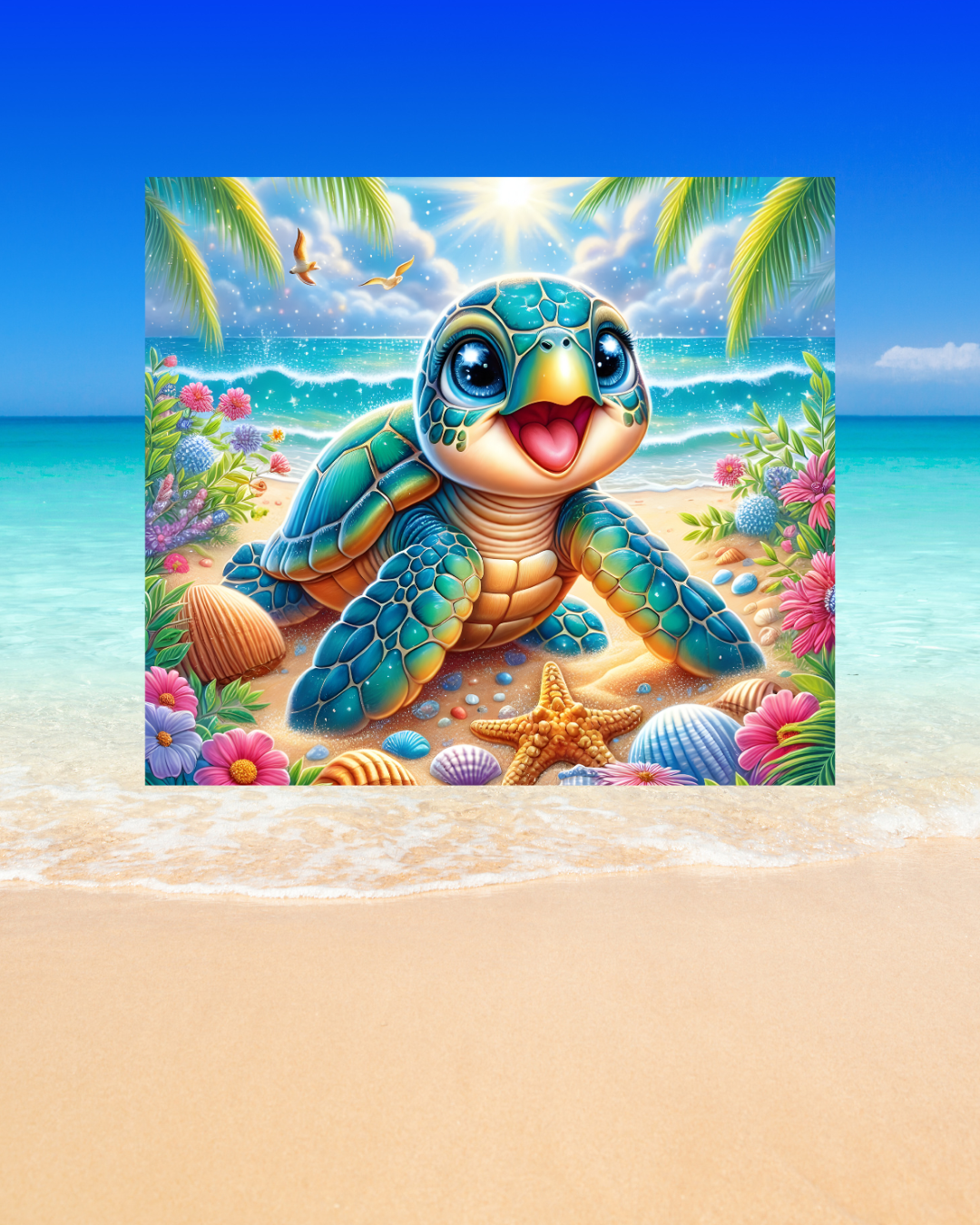 Beach Tumbler „Schildkröte glitzern in den Augen“ – Stilvolles Design trifft auf höchste Funktionalität