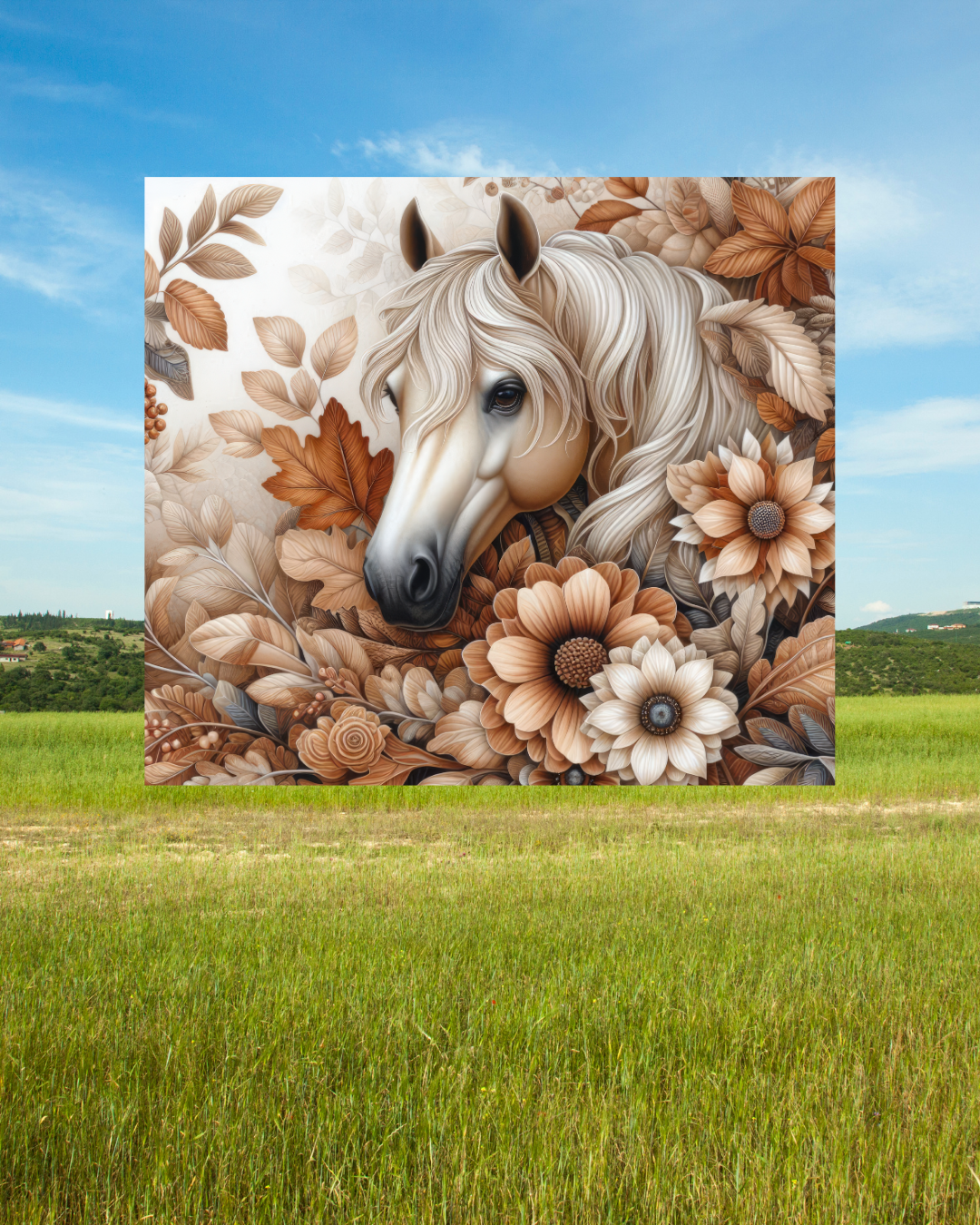 Tumbler mit detailreichem Pferdekopf und floralen Akzenten – Stilvoll und funktional