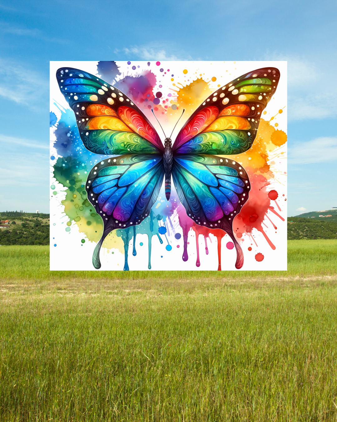 Tumbler „Schmetterling Wasserfarbe“ – Kunstvolles Design trifft auf praktische Funktion