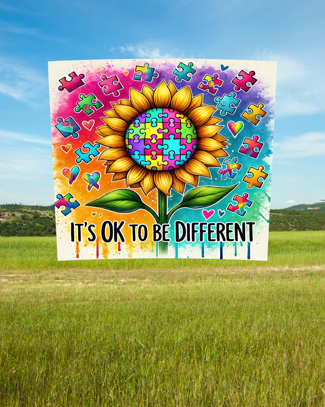 Blumen Tumbler „its ok to be different“ – Symbol für Selbstakzeptanz und Individualität