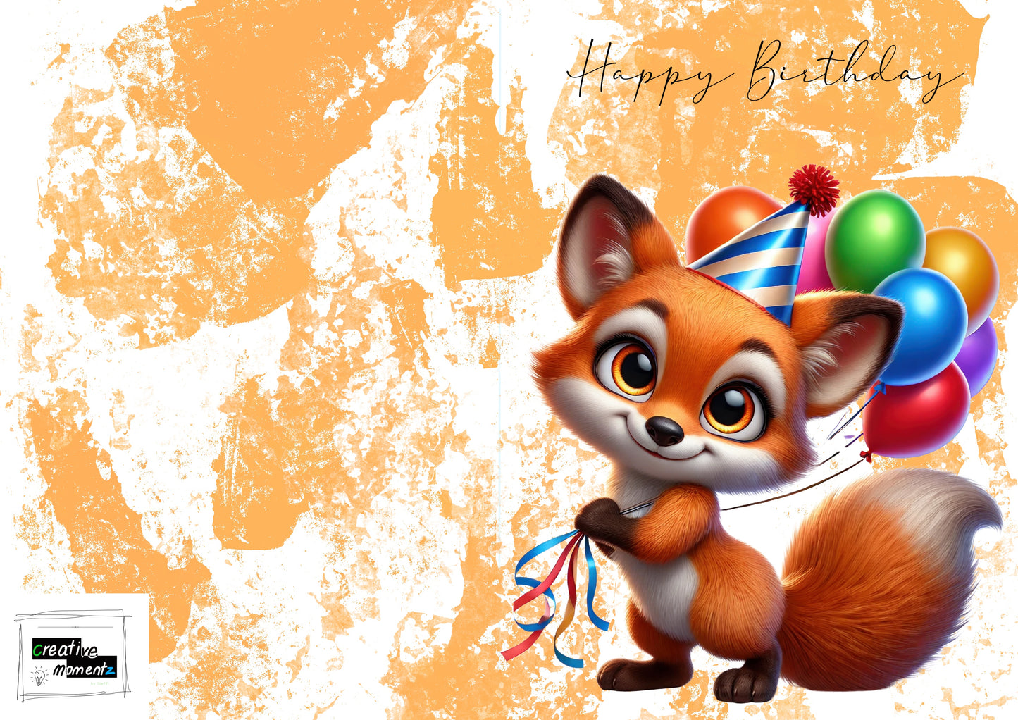 Geburtstagskarte Fuchs – Digitaler Download PDF – Printable Geburtstagskarte – Süße Tierkarte zum Ausdrucken