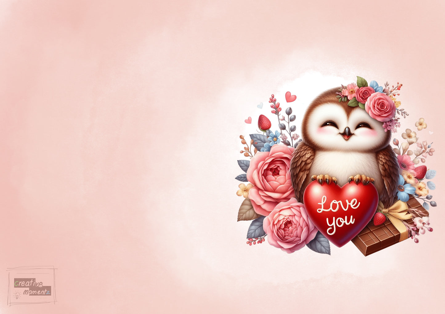 Valentinskarte mit Umschlag – Süße Eule mit Herz „Love You“ – Romantische Grußkarte zum Valentinstag, Jahrestag oder für besondere Momentes (Kopie)
