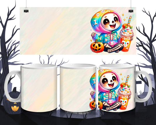 Süßes Teenager-Skelett Tasse mit Milkshake – Kawaii Halloween Design, Geschenkidee für Teenager & Spooky Fans, Spülmaschinenfest