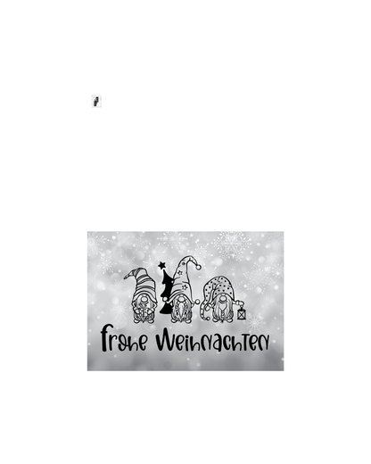 Schwarz-Weiße Weihnachtskarte mit Wichteln – Lustige Weihnachtskarte zum Sofort-Download