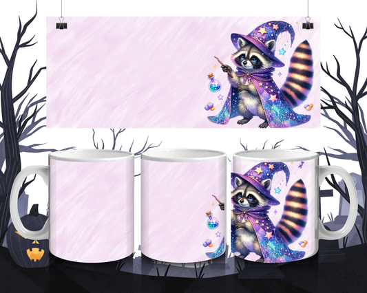 Waschbär-Zauberer Tasse – Süßes Kawaii Halloween & Herbst Design, Geschenkidee für Tier-  Fantasy-Fans, Spülmaschinenfest