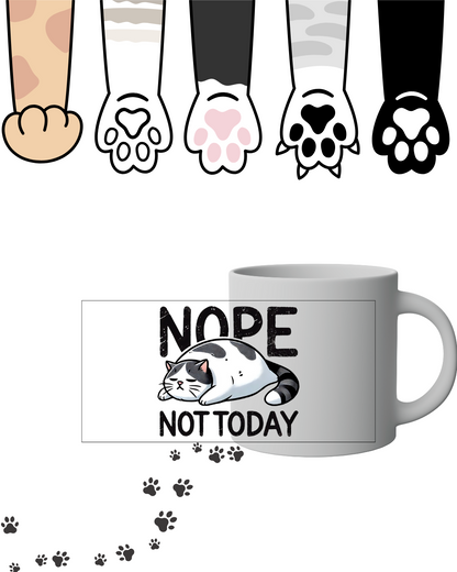 Lustige Katzen Tasse – "NOPE Not Today" – Geschenk für Morgenmuffel & Katzenliebhaber – Faulenzer Spruch Kaffeetasse