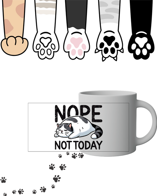 Lustige Katzen Tasse – "NOPE Not Today" – Geschenk für Morgenmuffel & Katzenliebhaber – Faulenzer Spruch Kaffeetasse
