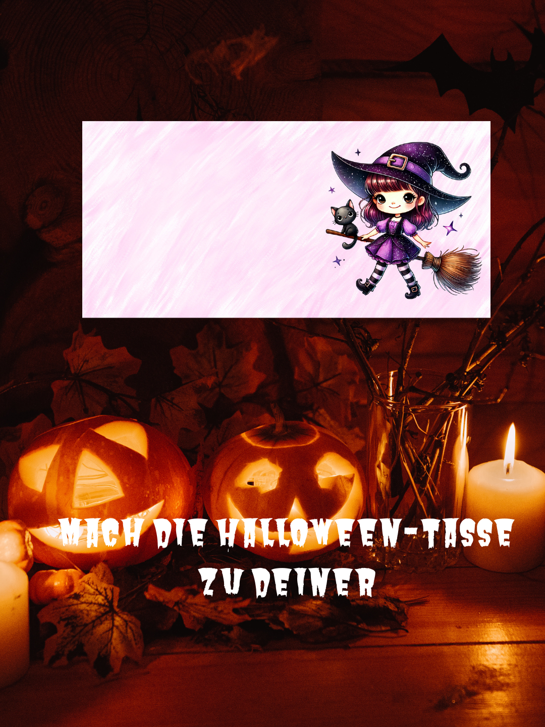 Süße Hexe Tasse mit Besen – Kawaii Halloween & Herbst Design, Geschenkidee für Hexenfans, Spülmaschinenfest  Mikrowellengeeignet