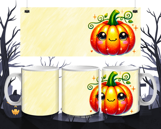Süßer Kürbis auf Tasse – Kawaii Halloween & Herbst Design, Geschenkidee für Herbstfans, Spülmaschinenfest Mikrowellengeeignet