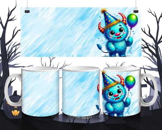 Blue Cute Monster Mug – Kawaii Party Design, Gift Idea for Kids &amp; Monster Fans, Halloween Birthday, Dishwasher Safe