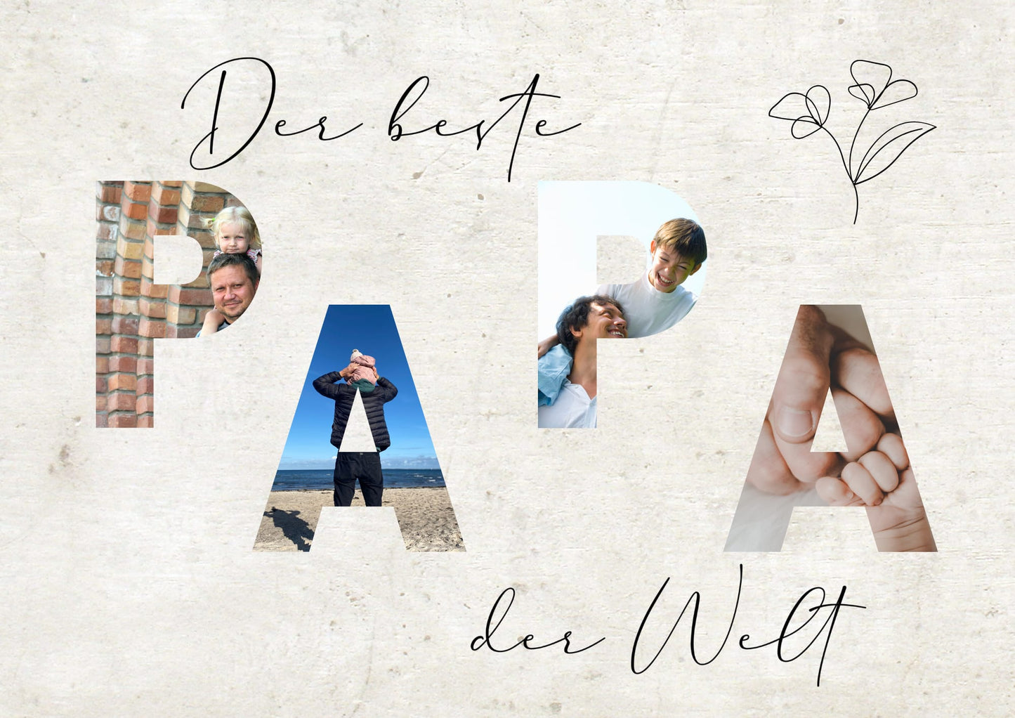 Personalisierte Papa Collage A4– Geschenk für Vater – Foto Collage mit Namen & Spruch – Vatertagsgeschenk – Papa Geschenk personalisiert