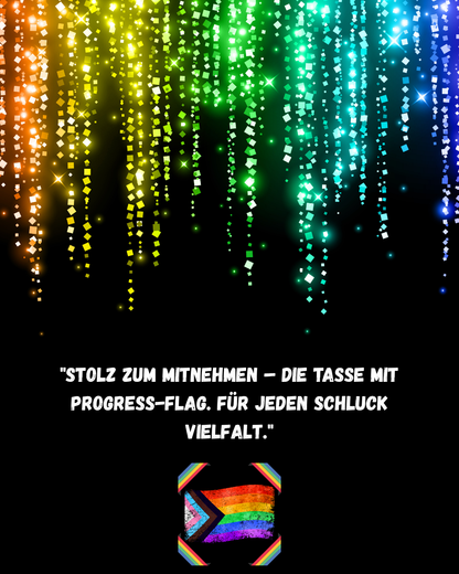 Tasse mit Progress-Pride-Flagge – LGBTQ+ Kaffeebecher – Bunte Pride Tasse – Support Tasse – Geschenkidee