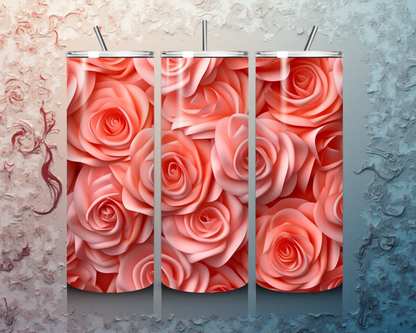 Blumen Tumbler mit rosa Rosen – Eleganz trifft praktische Funktionalität