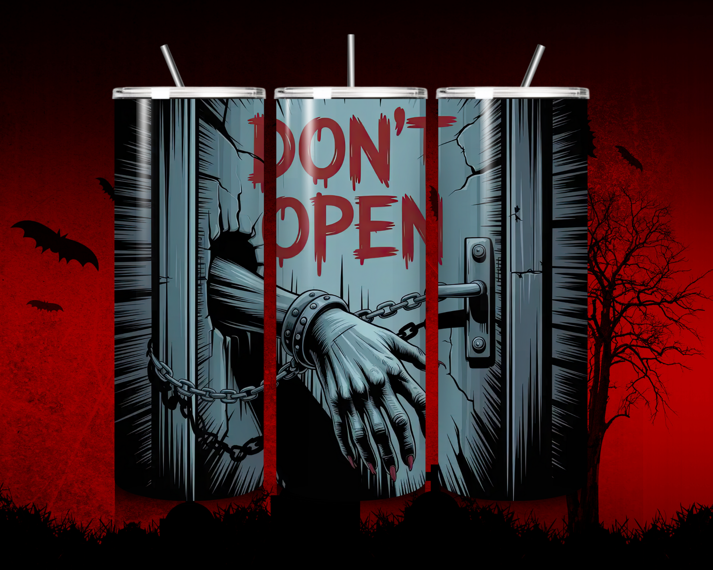 Halloween Tumbler „Don’t Open“ – Auslaufsicherer Thermobecher mit schaurigem Design