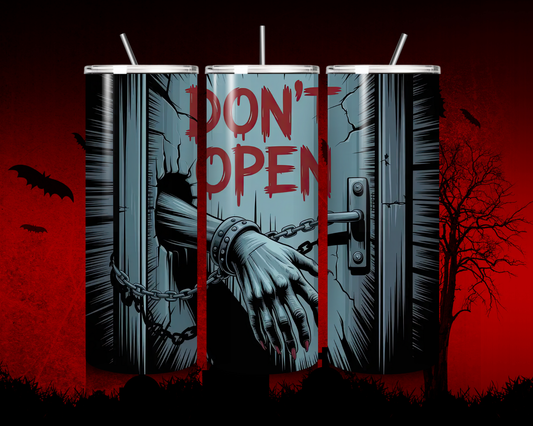 Halloween Tumbler „Don’t Open“ – Auslaufsicherer Thermobecher mit schaurigem Design