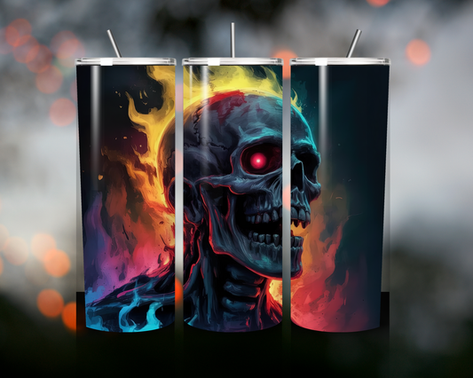 Halloween Tumbler mit Schädel und roten Augen – Stylisches Design & langlebige Funktionalität