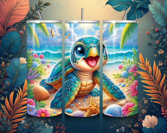 Beach Tumbler „Schildkröte glitzern in den Augen“ – Stilvolles Design trifft auf höchste Funktionalität