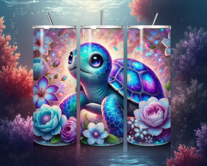 Beach Tumbler „Schildkröte lila touch“ – Stilvoller Begleiter für Strand und Alltag