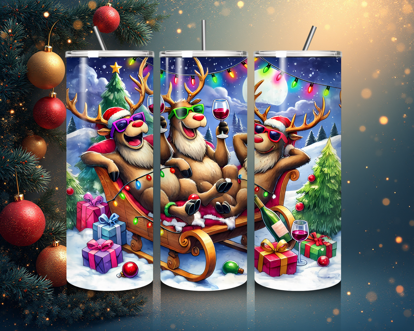 🦌🍷 Christmas Reindeer Tumbler von Creative Momentz – Wenn Rentiere feiern! 🎄🥂