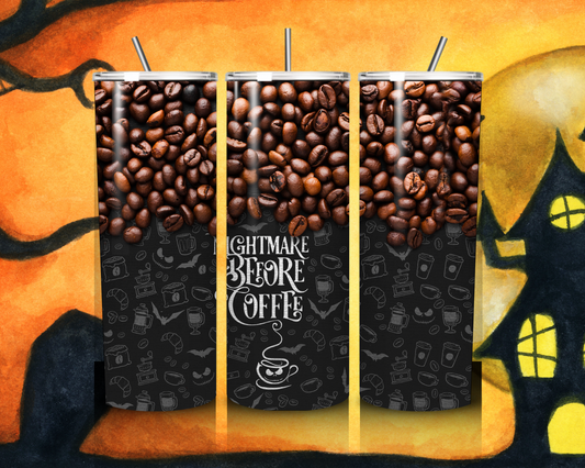 Halloween Tumbler „Nightmare before coffee“ – Stylischer und praktischer Thermobecher