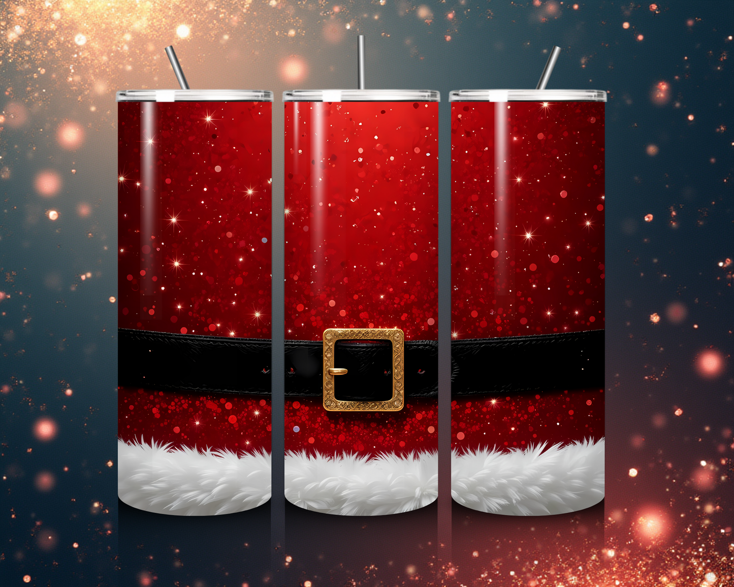 🎅 Santa Belt & Glitter Tumbler von Creative Momentz – Funkelnder Weihnachtszauber für deine Lieblingsgetränke 🎄