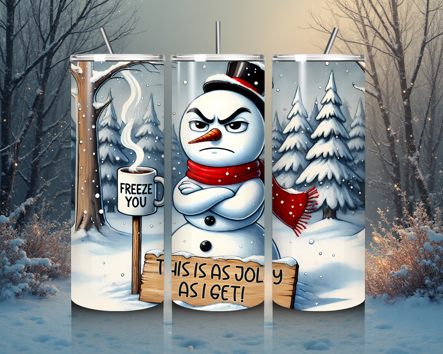 ❄️ Grumpy Snowman Tumbler von Creative Momentz – Für alle, die Weihnachten mit Humor genießen 🎄
