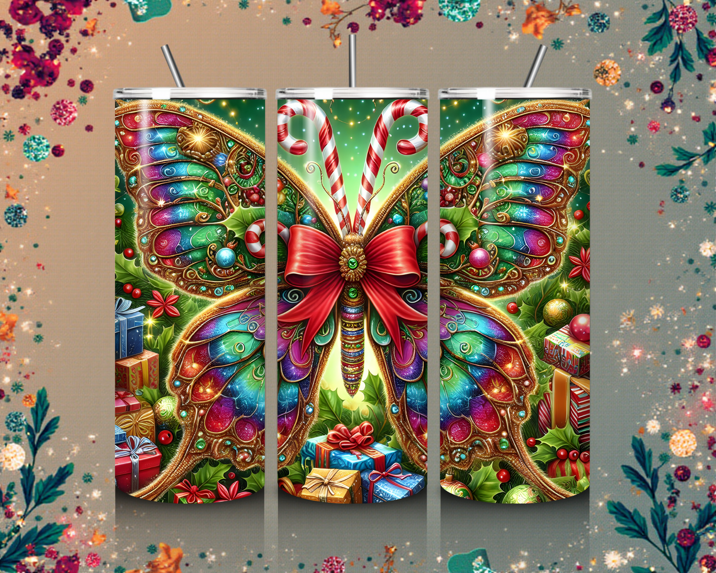 🦋✨ Christmas Butterfly Tumbler von Creative Momentz – Glanz, Farbe & Weihnachtsmagie in einem Becher 🎄