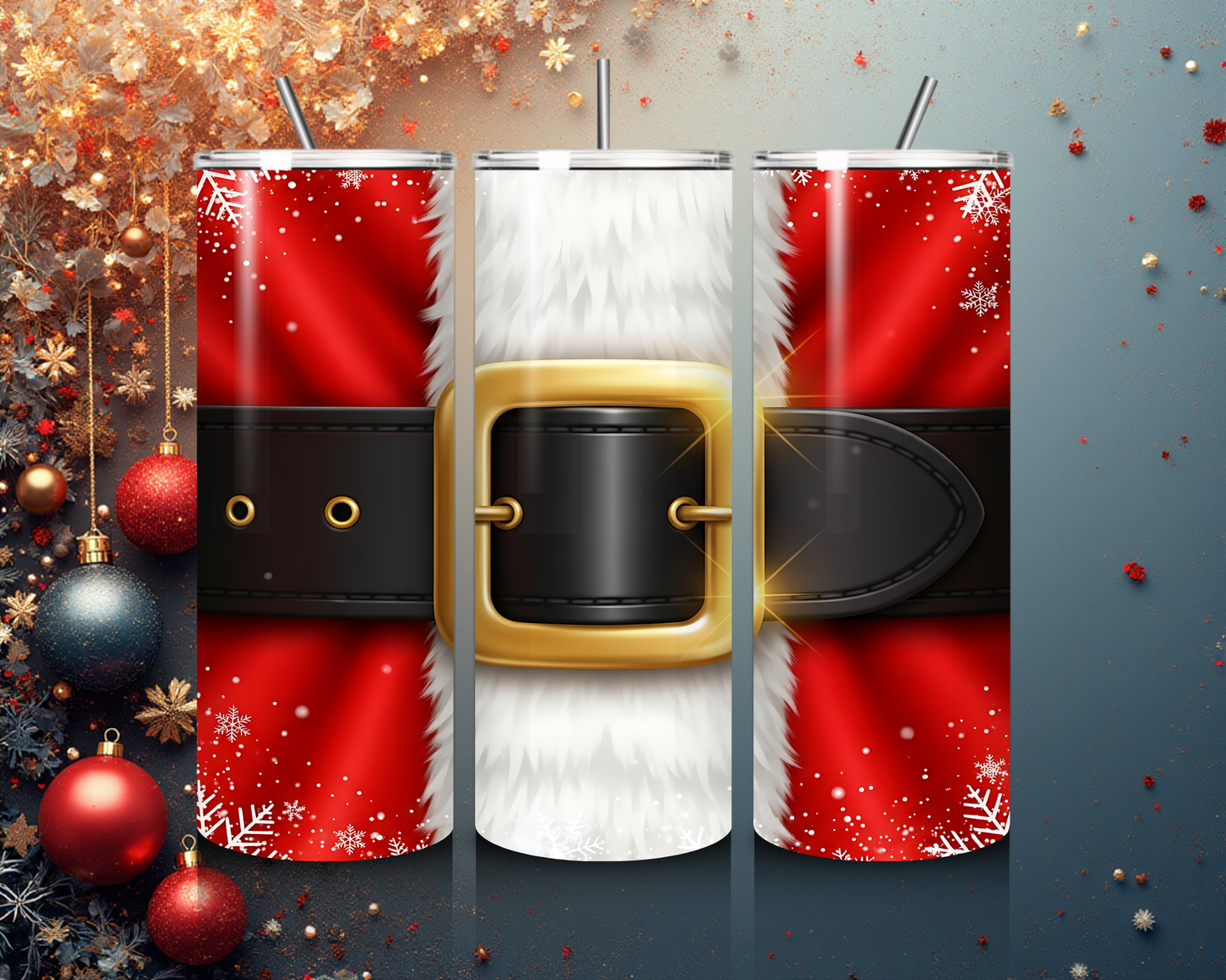 🎅 Santa Belt & Glitter Tumbler von Creative Momentz – Festlicher Glanz für die Weihnachtszeit 🎄