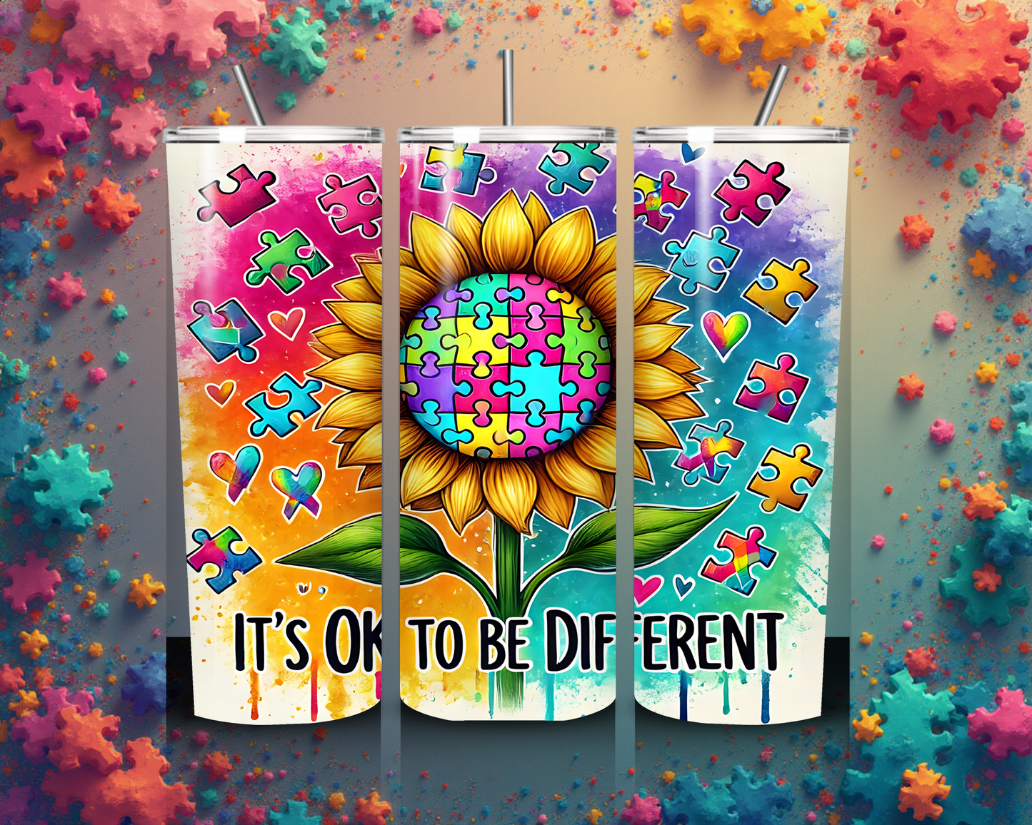 Blumen Tumbler „its ok to be different“ – Symbol für Selbstakzeptanz und Individualität