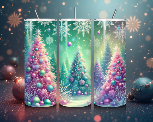 🎄✨ Pastel Christmas Tree Tumbler von Creative Momentz – Magischer Glanz für die Feiertage 💜💚